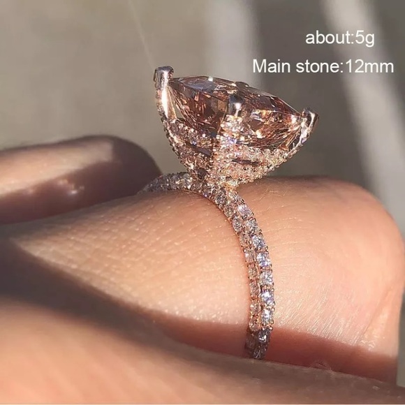 ¥ New 6 Carat 18K Rose Gold Morganite Ring - Picture 3 of 8